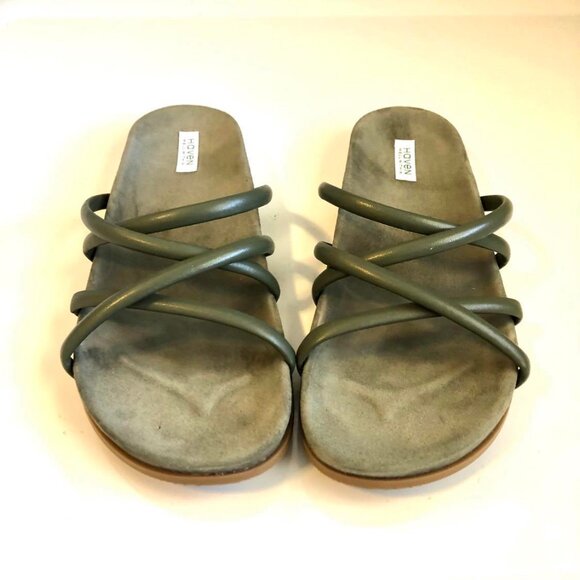 New TALBOTS HAVEN Well Within Leather Strappy Slides Sandals Olive 8 MSRP $128 - Picture 5 of 10